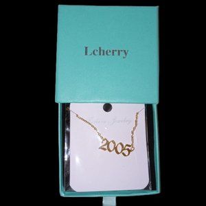 2005 birth graduation year necklace stainless steel gold tone OSFM NEW